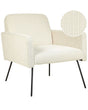 Armchair Light Beige Corduroy Slender Black Metal Legs Modern Retro Living Room Bedroom Beliani