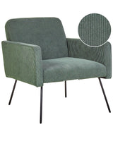 Armchair Dark Green Corduroy Slender Black Metal Legs Modern Retro Living Room Bedroom Beliani