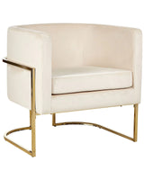 Armchair Light Beige Golden Metal Frame Round Back Glam Modern Style Living Room Bedroom Beliani