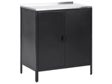 Outdoor Kitchen Cabinet Black Stainless Steel 2 Door Unit with Top Garden Kitchen Dining Beliani