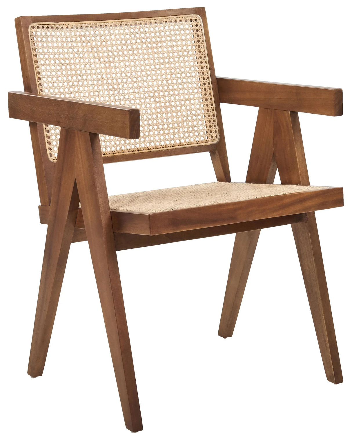 Accent Chair Light Brown Mahogany Rattan Brown Natural Wicker Back Minimalist Living Dining Room Beliani
