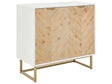 Sideboard White and Light Wood MDF Wood Veneer 2 Door with Shelves Scandinavian Bedroom Storage Solution Beliani