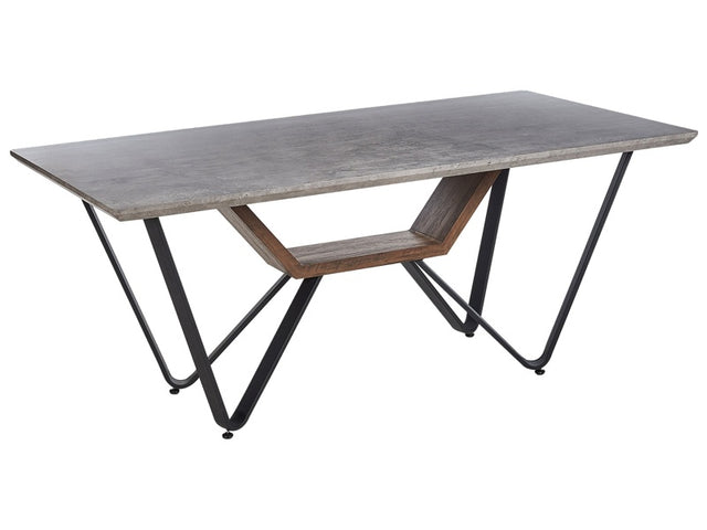 Dining Table Grey Black MDF Iron 180 x 90 cm Concrete Effect 6 Seater Rectangular Industrial Modern Beliani