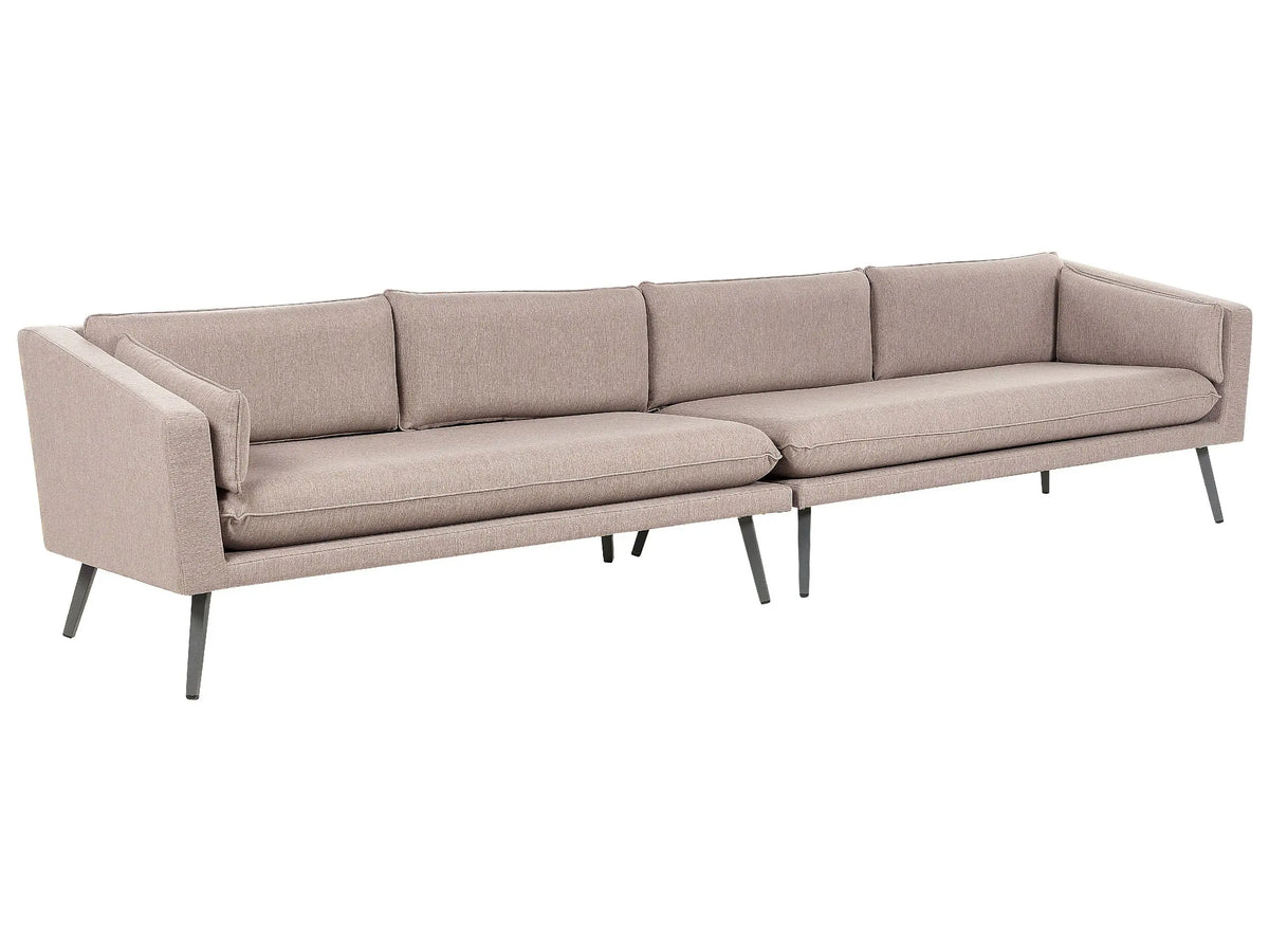 Outdoor Sofa Beige Polyester Upholstery 4 Seater Garden Couch UV Water Resistant Modern Design Living Room Beliani
