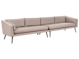 Outdoor Sofa Beige Polyester Upholstery 4 Seater Garden Couch UV Water Resistant Modern Design Living Room Beliani