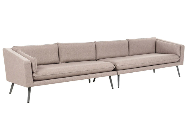 Outdoor Sofa Beige Polyester Upholstery 4 Seater Garden Couch UV Water Resistant Modern Design Living Room Beliani
