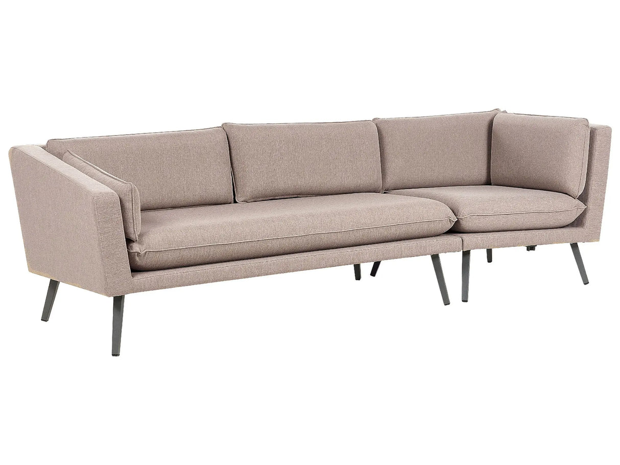 Outdoor Sofa Beige Polyester Upholstery 3 Seater Garden Couch Right Hand UV Water Resistant Modern Design Living Room Beliani