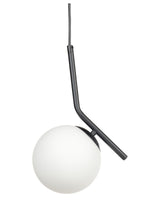 Pendant Lamp White and Black Glass Shade Iron Rod Frame Single Light Modern Design Home Accessories Living Room Beliani