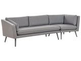 Outdoor Sofa Grey Polyester Upholstery 3 Seater Garden Couch Right Hand UV Water Resistant Modern Design Living Room Beliani