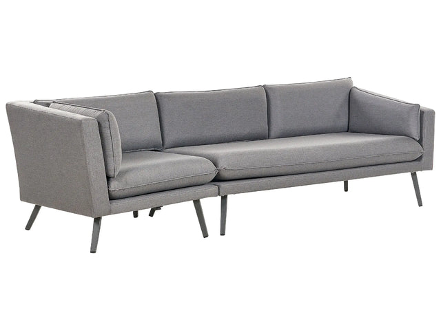 Outdoor Sofa Grey Polyester Upholstery 3 Seater Garden Couch Left Hand UV Water Resistant Modern Design Living Room Beliani