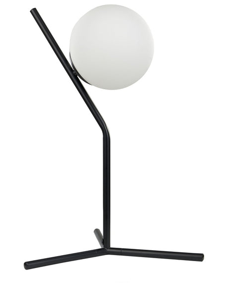 Table Lamp White and Black Glass Shade Iron Rod 45 cm Frame Single Light Modern Design Home Accessories Living Room Beliani