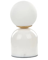 Table Lamp White Glass Round Shade Marble Base Nightstand Single Light Modern Design Home Accessories Living Room Beliani