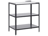 Outdoor Kitchen Island Black Stainless Steel 80 x 50 x 92 cm  2 Shelves Unit with Top Garden Kitchen Dining Beliani