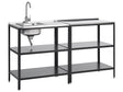 2 Piece Outdoor Kitchen Set Black Stainless Steel 2 Kitchen Islands Sink Single Lever Outdoor Kitchen Cooking Station Beliani