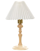 Table Lamp Light Oak Wood Cotton White Shade 38 cm Bedside Light Lighting Retro Elegant  Beliani