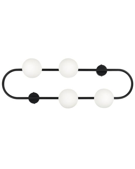 Wall Lamp Black Iron and Glass 70 cm 4 Lights Modern Design Glass Globe Shades Light Lighting Modern Beliani