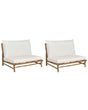 Set of 2 Chairs Light Bamboo Wood Off-White Backrest Seat Cushions Slipper Design Indoor and Outdoor Modern Rustic Design Beliani