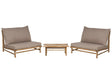 2 Seater Bamboo Lounge Set Light Brown and Taupe Backrest Seat Cushions with Coffee Table Indoor and Outdoor Design Beliani