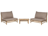 2 Seater Bamboo Lounge Set Light Brown and Taupe Backrest Seat Cushions with Coffee Table Indoor and Outdoor Design Beliani