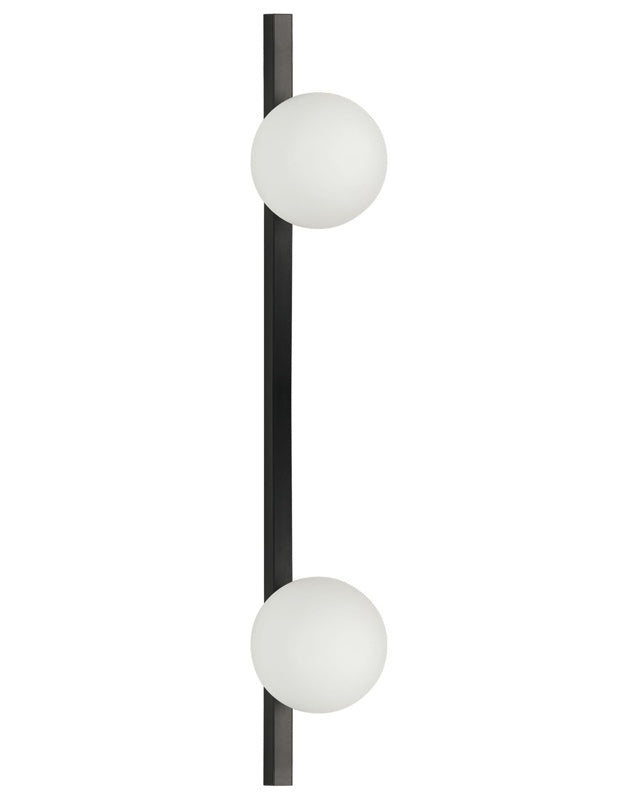 Wall Lamp 2 Lights Black White Glass Iron 85 cm Globe Shade Light Lighting Bedroom Living Room Modern Beliani