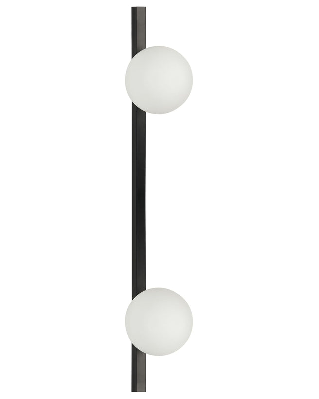 Wall Lamp 2 Lights Black White Glass Iron 85 cm Globe Shade Light Lighting Bedroom Living Room Modern Beliani