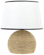 Table Lamp Natural Rope Straw Base White Fabric Shade Beliani