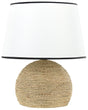 Table Lamp Natural Rope Straw Base White Fabric Shade Beliani