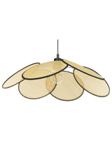 Pendant Lamp Natural and Black Metal Iron Paper Rattan Effect Hanging Light Boho Traditional Lighting Living Room Dining Room Bedroom Beliani