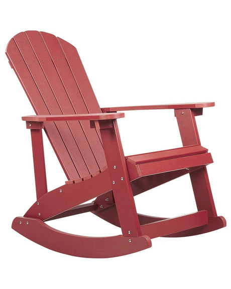 Garden Rocking Chair Red Plastic Wood Slatted Design Traditional Style Outdoor Indoor  Beliani