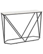 Console Table White Marble Effect with Black MDF Powder-Coated Iron 100 x 30 cm Rectangular Glam Modern Living Room Bedroom Hallway Beliani