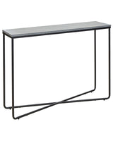 Console Table Concrete Effect with Black MDF Powder-coated Iron 110 x 31 cm Rectangular Glam Modern Living Room Bedroom Hallway Beliani