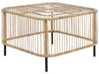 Rattan Garden Coffee Table Natural Rattan 67 x 67 cm Powder Coated UV Weather Stain Resistant Handmade Indoor Outdoor Living Room Terrace Patio Boho Style Beliani