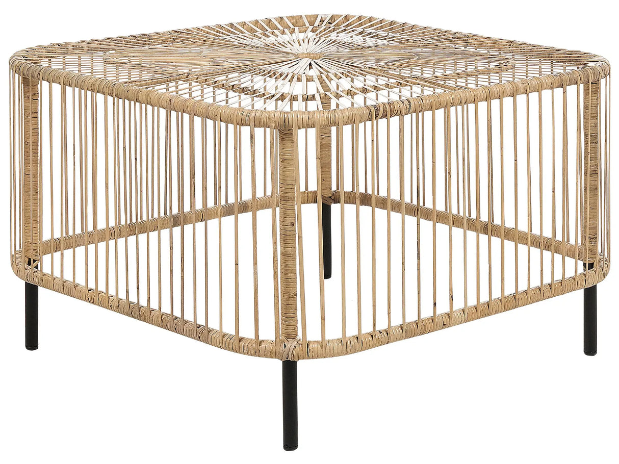 Rattan Garden Coffee Table Natural Rattan 67 x 67 cm Powder Coated UV Weather Stain Resistant Handmade Indoor Outdoor Living Room Terrace Patio Boho Style Beliani