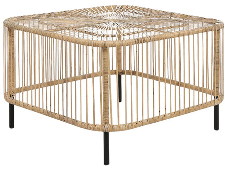 Rattan Garden Coffee Table Natural Rattan 67 x 67 cm Powder Coated UV Weather Stain Resistant Handmade Indoor Outdoor Living Room Terrace Patio Boho Style Beliani