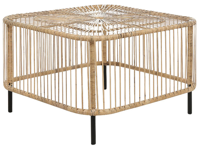 Rattan Garden Coffee Table Natural Rattan 67 x 67 cm Powder Coated UV Weather Stain Resistant Handmade Indoor Outdoor Living Room Terrace Patio Boho Style Beliani