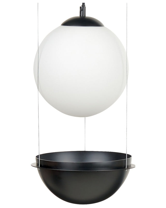 Pendant Lamp Black Glass Shade Round Globe Shape Hanging Light Beliani