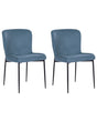 Set of 2 Chairs Blue Denim Shade Polyester Knitted Texture Metal Legs Beliani