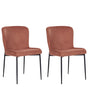 Set of 2 Chairs Brown with Rusty Tone Polyester Knitted Texture Metal Legs Beliani