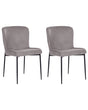 Set of 2 Chairs Dark Grey Polyester Knitted Texture Metal Legs Beliani