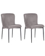 Set of 2 Chairs Dark Grey Polyester Knitted Texture Metal Legs Beliani
