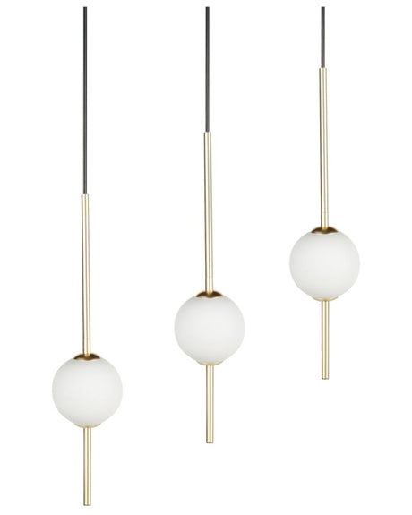 3 Light LED Pendant Lamp Gold Metal Glass Round Shades Beliani