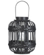 Candle Lantern Black Bamboo Wood 30 cm with Glass Candle Holder Boho Style Indoor Beliani