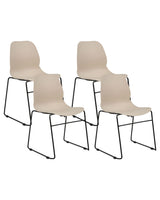Set of 4 Conference Chairs Beige Stackable Armless Leg Caps Plastic Black Steel Legs Meeting Room Dining Chair Contemporary Modern Scandinavian Design Dining Room Seating Beliani