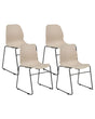 Set of 4 Conference Chairs Beige Stackable Armless Leg Caps Plastic Black Steel Legs Meeting Room Dining Chair Contemporary Modern Scandinavian Design Dining Room Seating Beliani