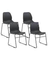 Set of 4 Conference Chairs Grey Stackable Armless Leg Caps Plastic Black Steel Legs Meeting Room Dining Chair Contemporary Modern Scandinavian Design Dining Room Seating Beliani