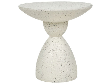 Accent Side Table White with Terrazzo Effect MgO Fiberglass ø 50 cm Round Top UV Stain Rust Water Wind Resistant Modern Outdoor Living Room Beliani