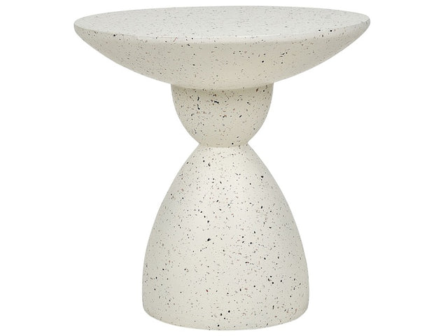 Accent Side Table White with Terrazzo Effect MgO Fiberglass ø 50 cm Round Top UV Stain Rust Water Wind Resistant Modern Outdoor Living Room Beliani