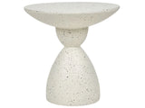 Accent Side Table White with Terrazzo Effect MgO Fiberglass  50 cm Round Top UV Stain Rust Water Wind Resistant Modern Outdoor Living Room Beliani