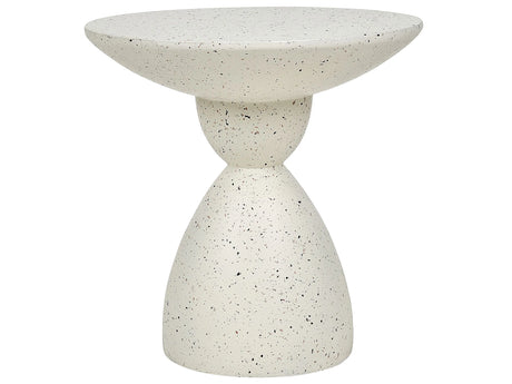 Accent Side Table White with Terrazzo Effect MgO Fiberglass  50 cm Round Top UV Stain Rust Water Wind Resistant Modern Outdoor Living Room Beliani