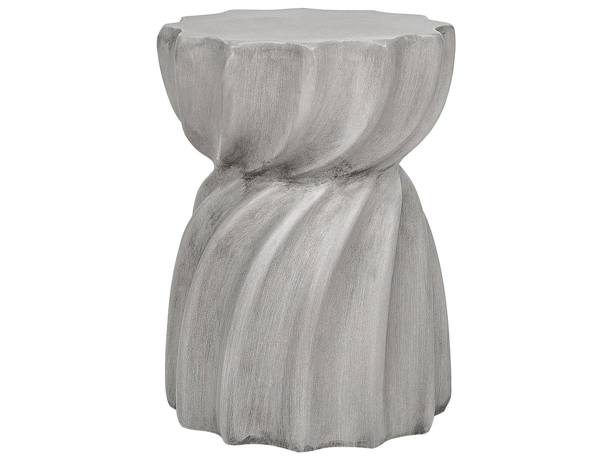 Accent Side Table Grey MgO Fiberglass  35 cm Round Top Hourglass Shape UV Stain Rust Water Wind Resistant Modern Outdoor Living Room Beliani